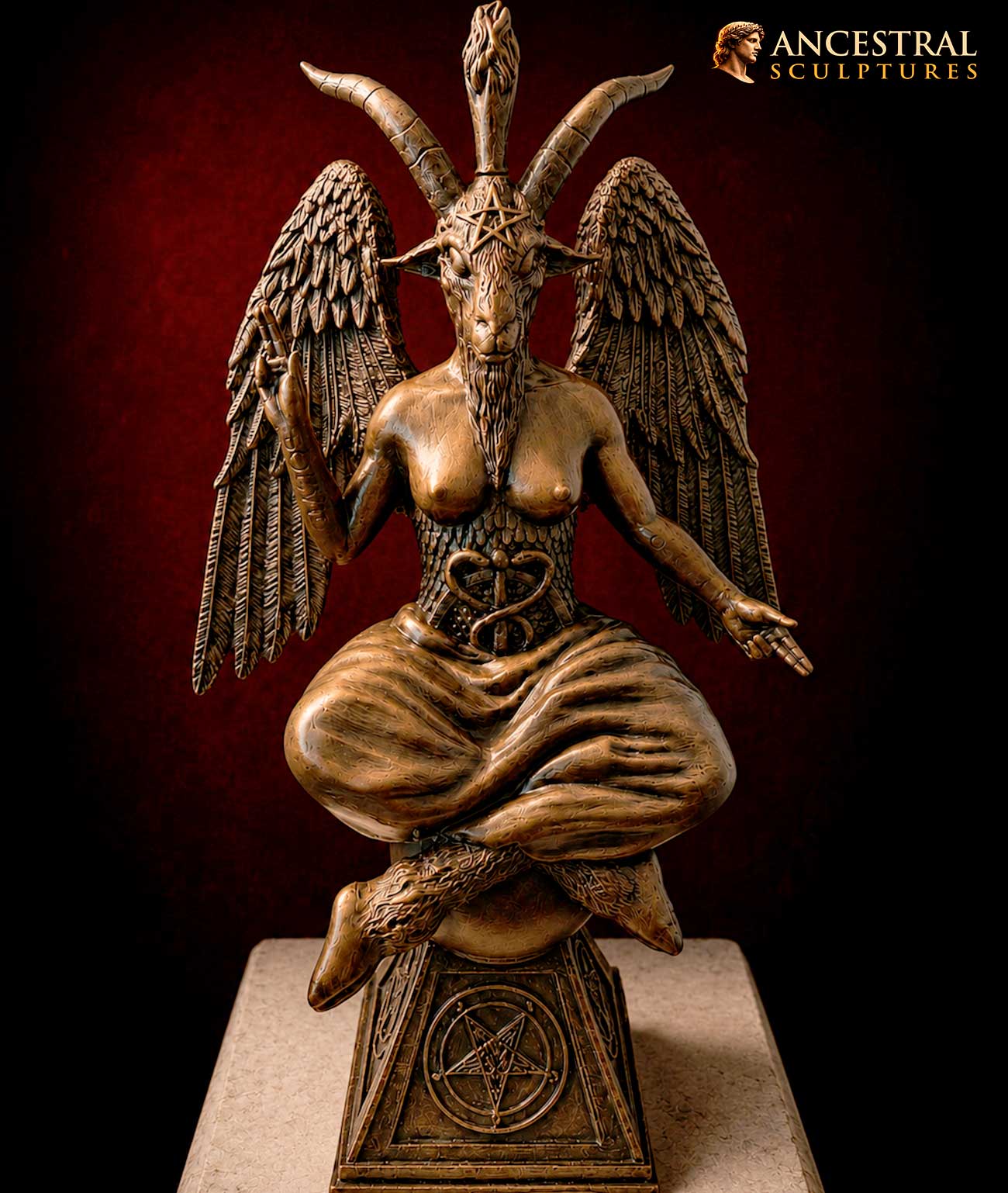 Baphomet Statue After Éliphas Lévi – Historical Symbolic Representation | Gothic Esoteric Sculpture & Luciferian Art