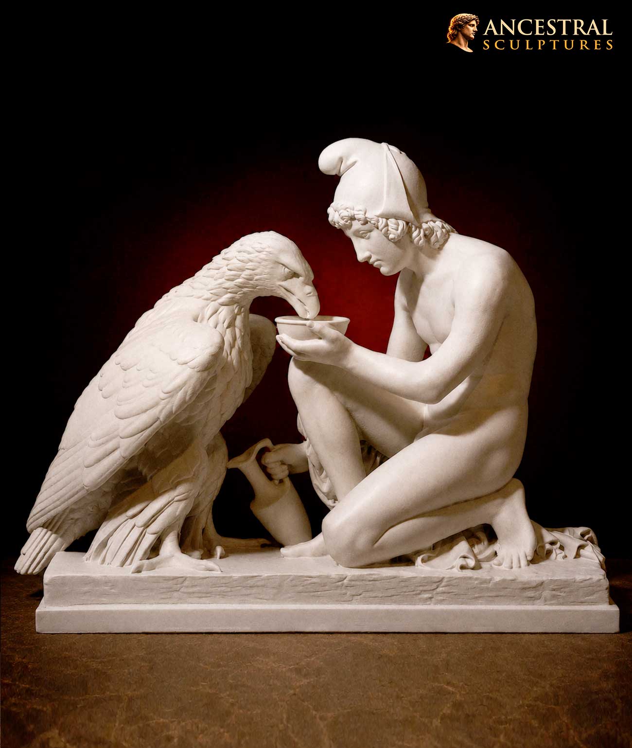 Ganymede and Jupiter's Eagle Sculpture – Greek Mythology Representation by Bertel Thorvaldsen