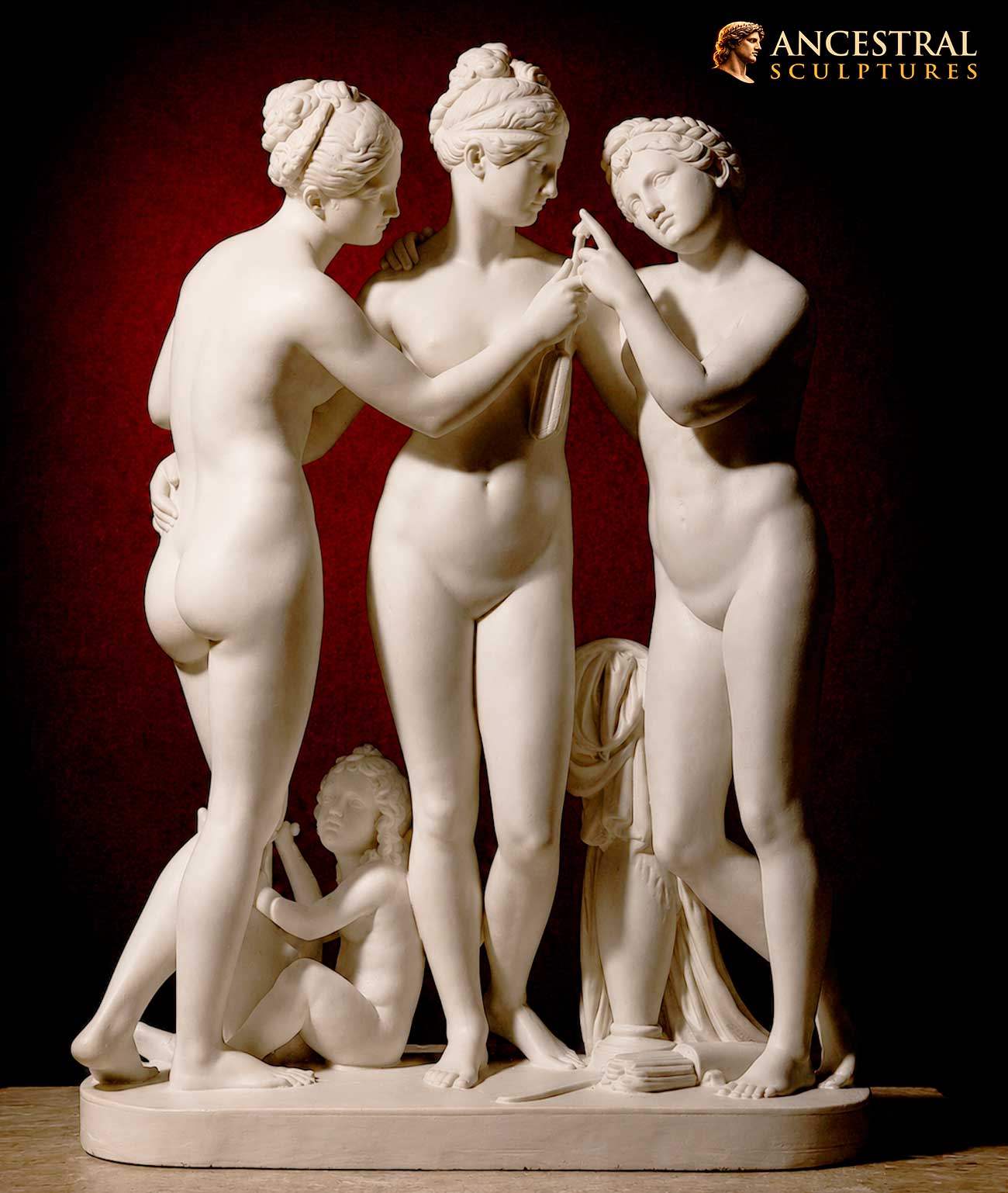 The Three Graces with Cupid's Arrow Sculpture – Antonio Canova Mythological Representation