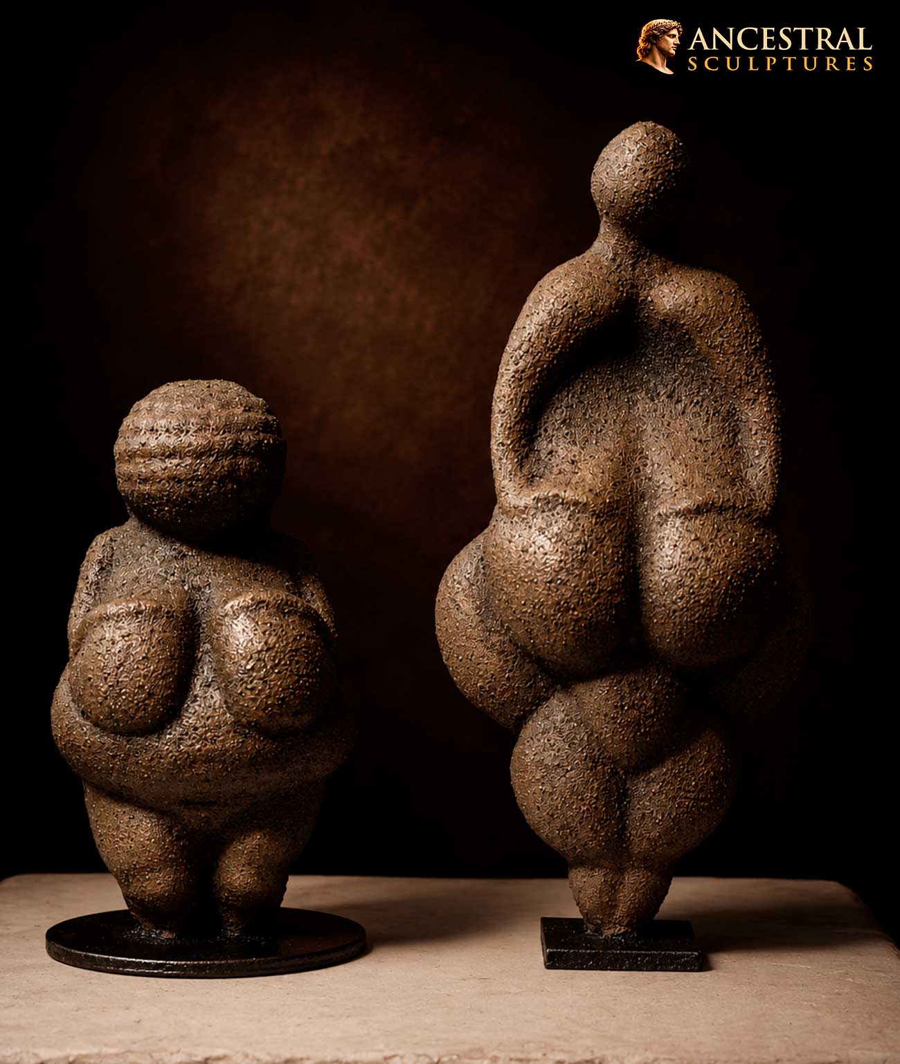 Venus of Willendorf & Venus of Lespugue Sculpture Set | Prehistoric Fertility Figures Historical Reconstruction