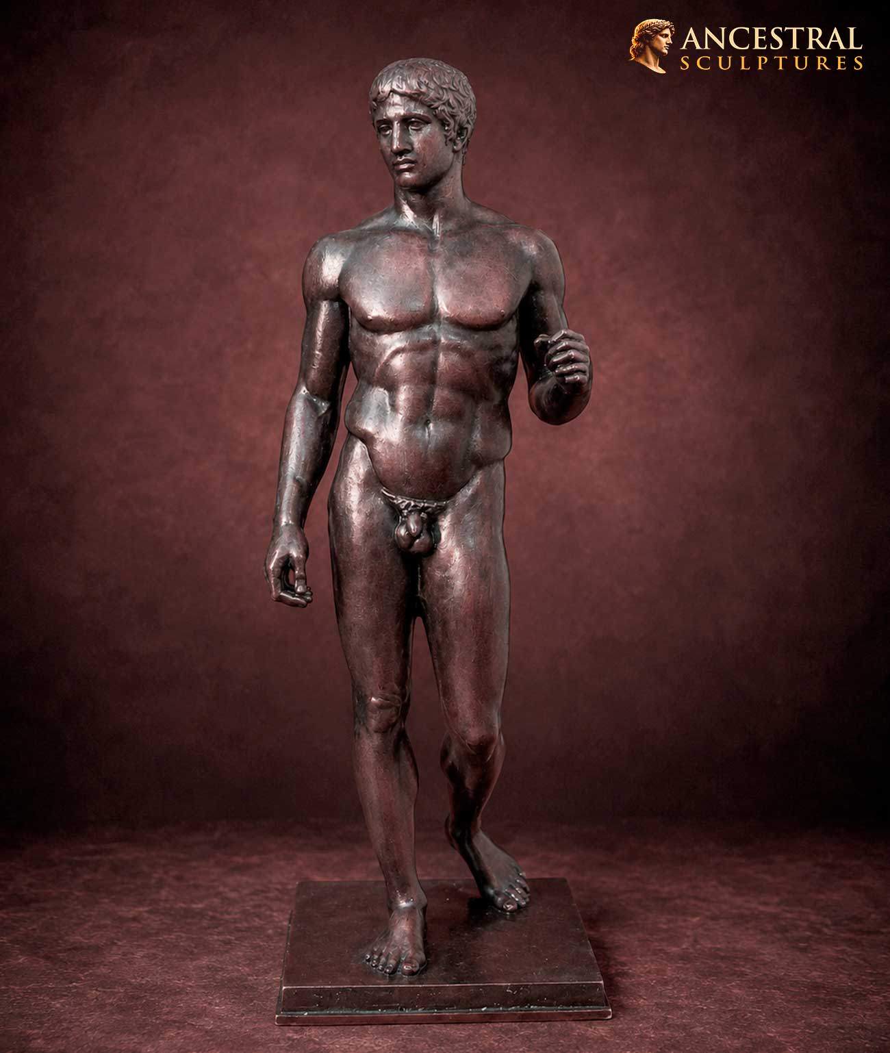 Doryphoros Sculpture Greek Athlete Statue Bronze Effect Replica – Spear Bearer by Polykleitos – Classical Greek Art Decor
