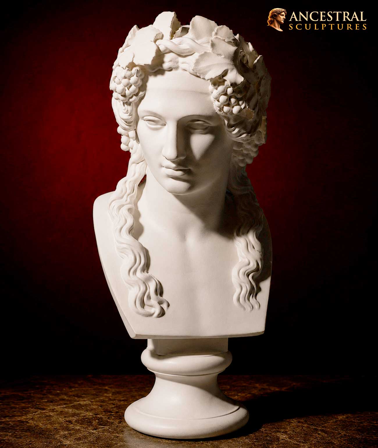 Head of Bacchus Sculpture – Mythological Representation of Dionysus by Johan Niklas Byström | Classical Art Bust