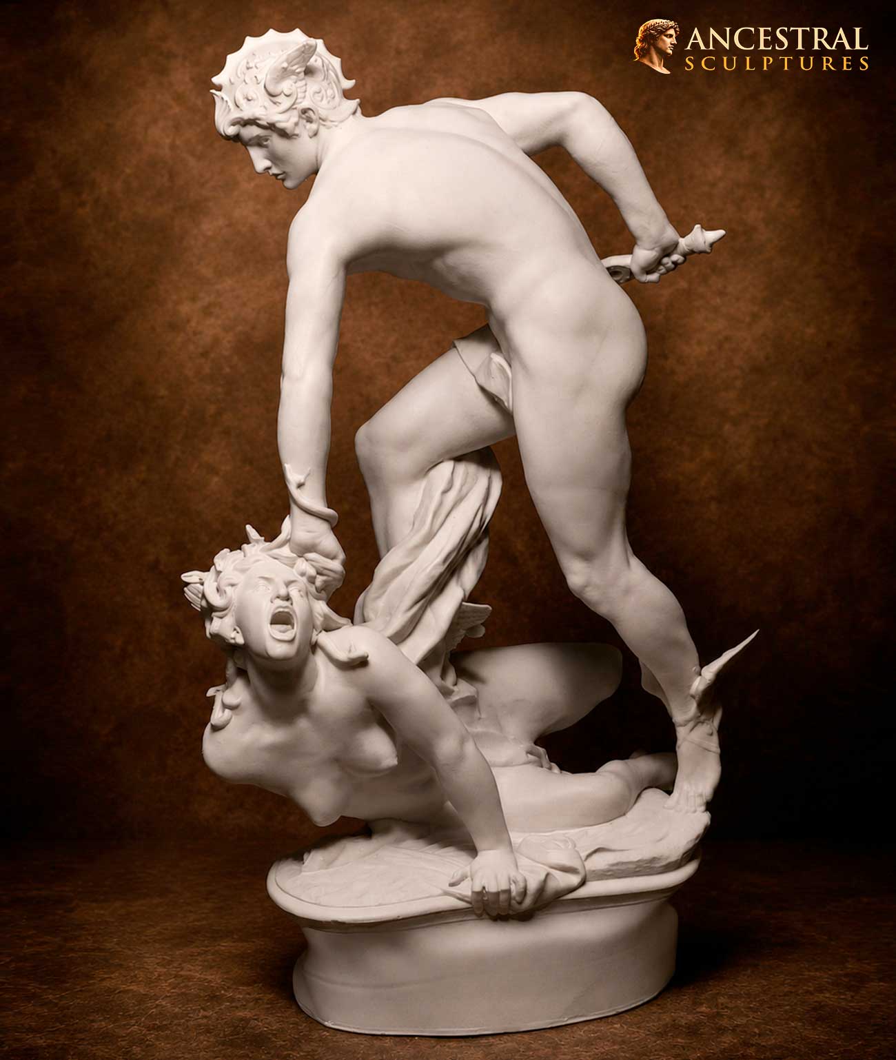 Perseus Slaying Medusa Sculpture – Historical Representation by Laurent Marqueste – Greek Mythology Artwork