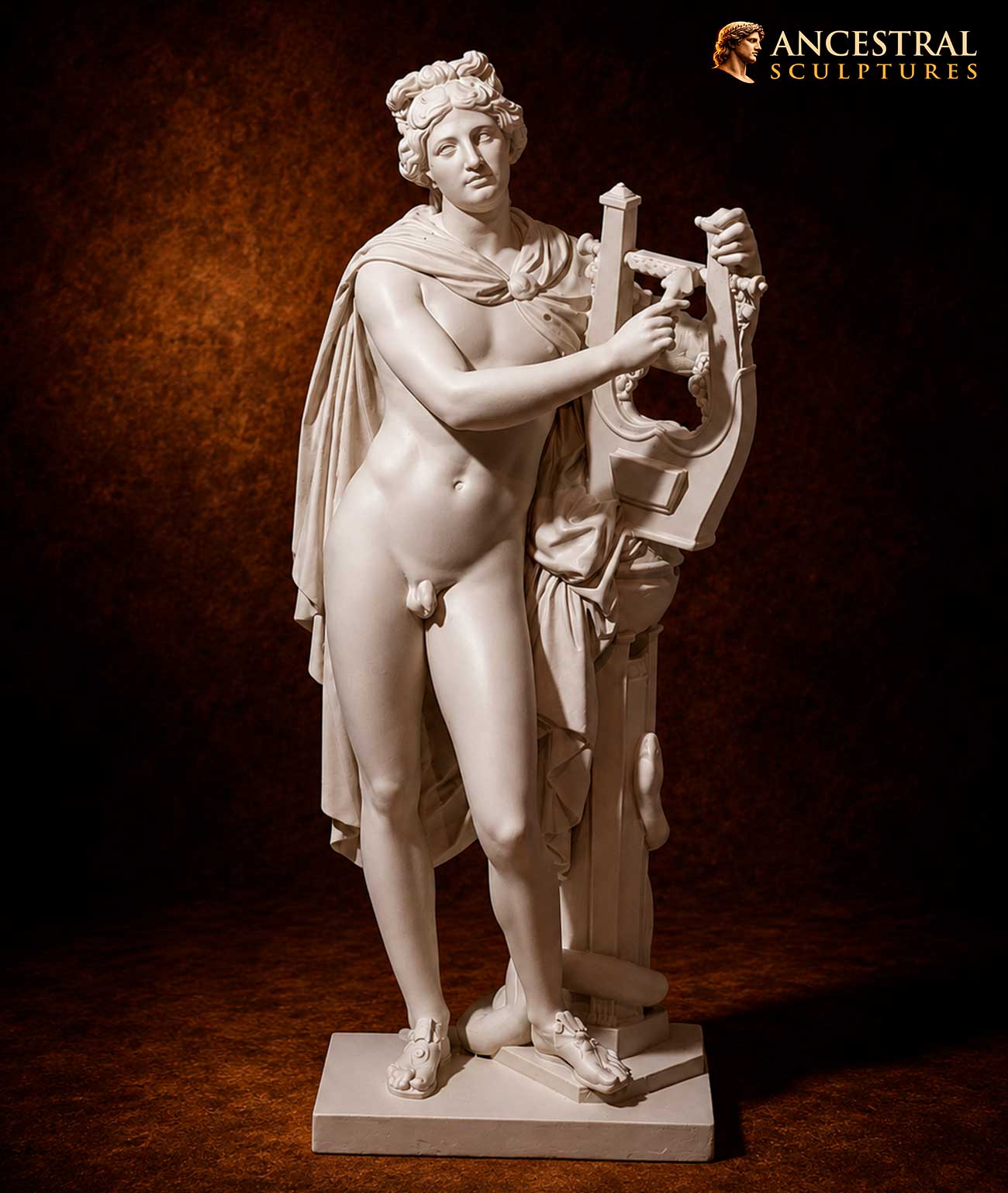 Apollo Kitharoidos Sculpture – Classical Greek God Apollo Statue – Museum Style Art by Bengt Erland Fogelberg
