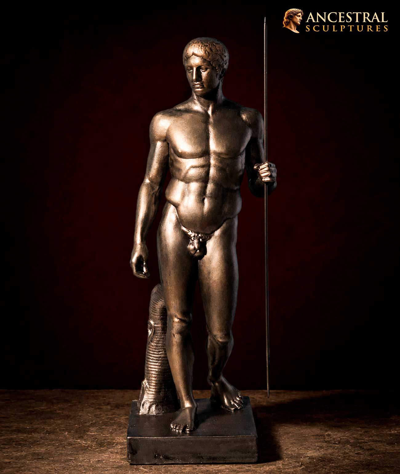 Doryphoros Statue by Polykleitos | Ancient Greek Spear Bearer Sculpture | Classical Bronze Effect Artwork