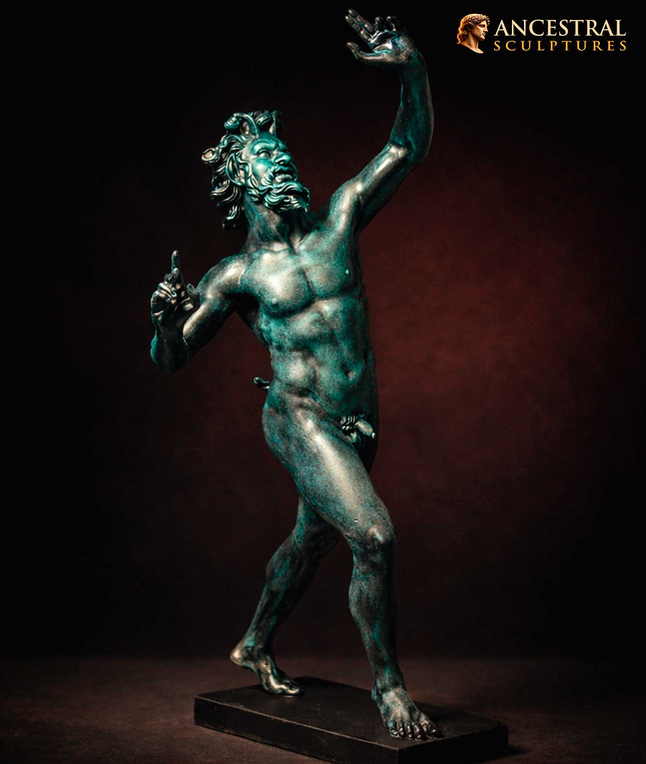 Dancing Faun of Pompeii Sculpture – Roman Bronze Style Statue – Museum Classical Art – Ancient Mythology Decor
