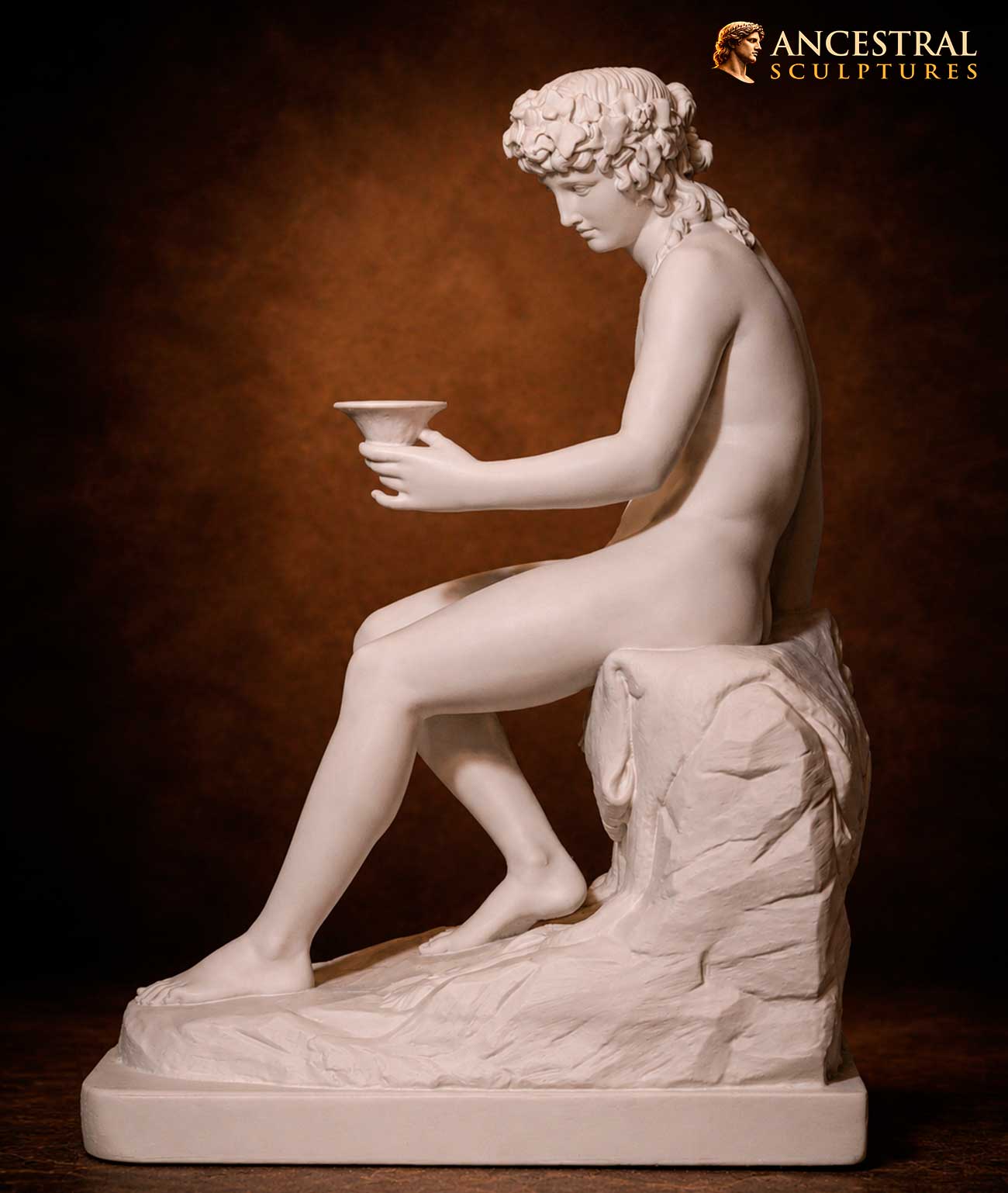 Bacchus Statue by Erik Gustaf Göthe | Neoclassical Sculpture of the Roman God of Wine, Celebration and Fertility