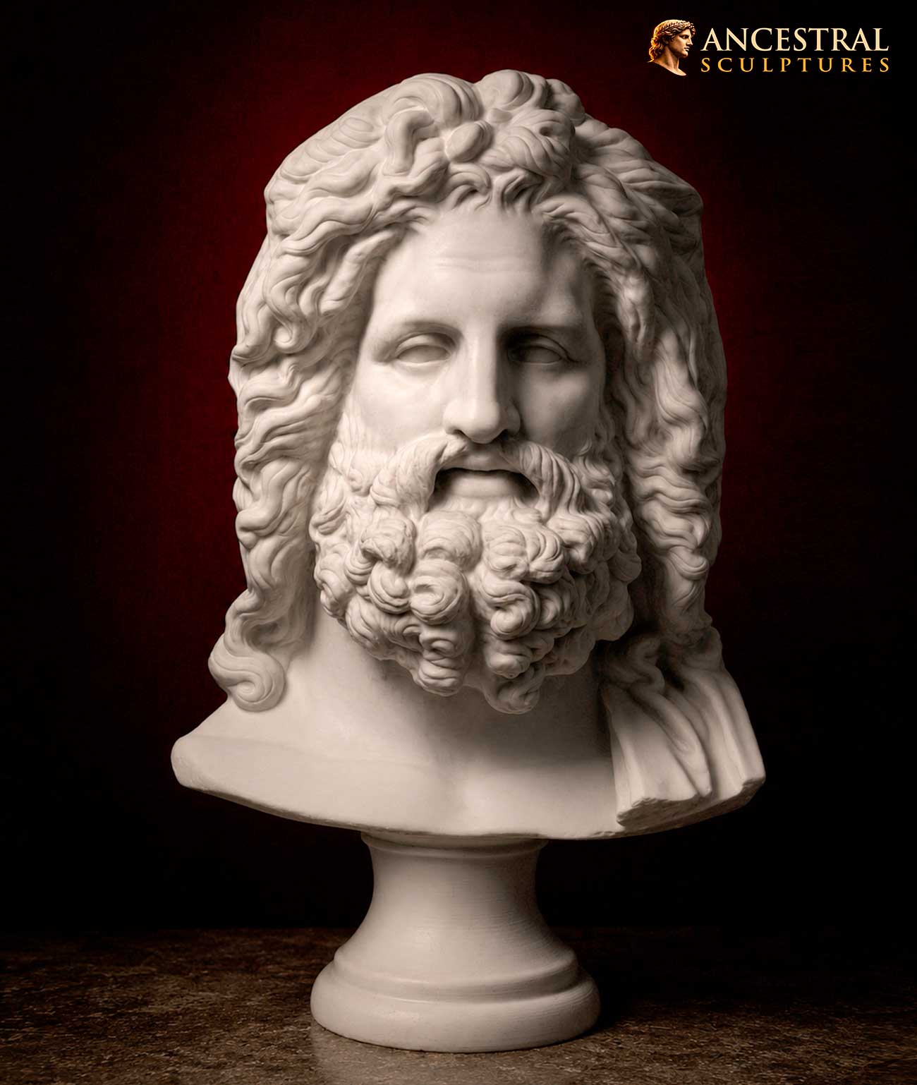 Colossal Head of Jupiter (Zeus of Otricoli) | Ancient Roman God Sculpture | Historical Representation of Classical Antiquity | Museum Style Statue