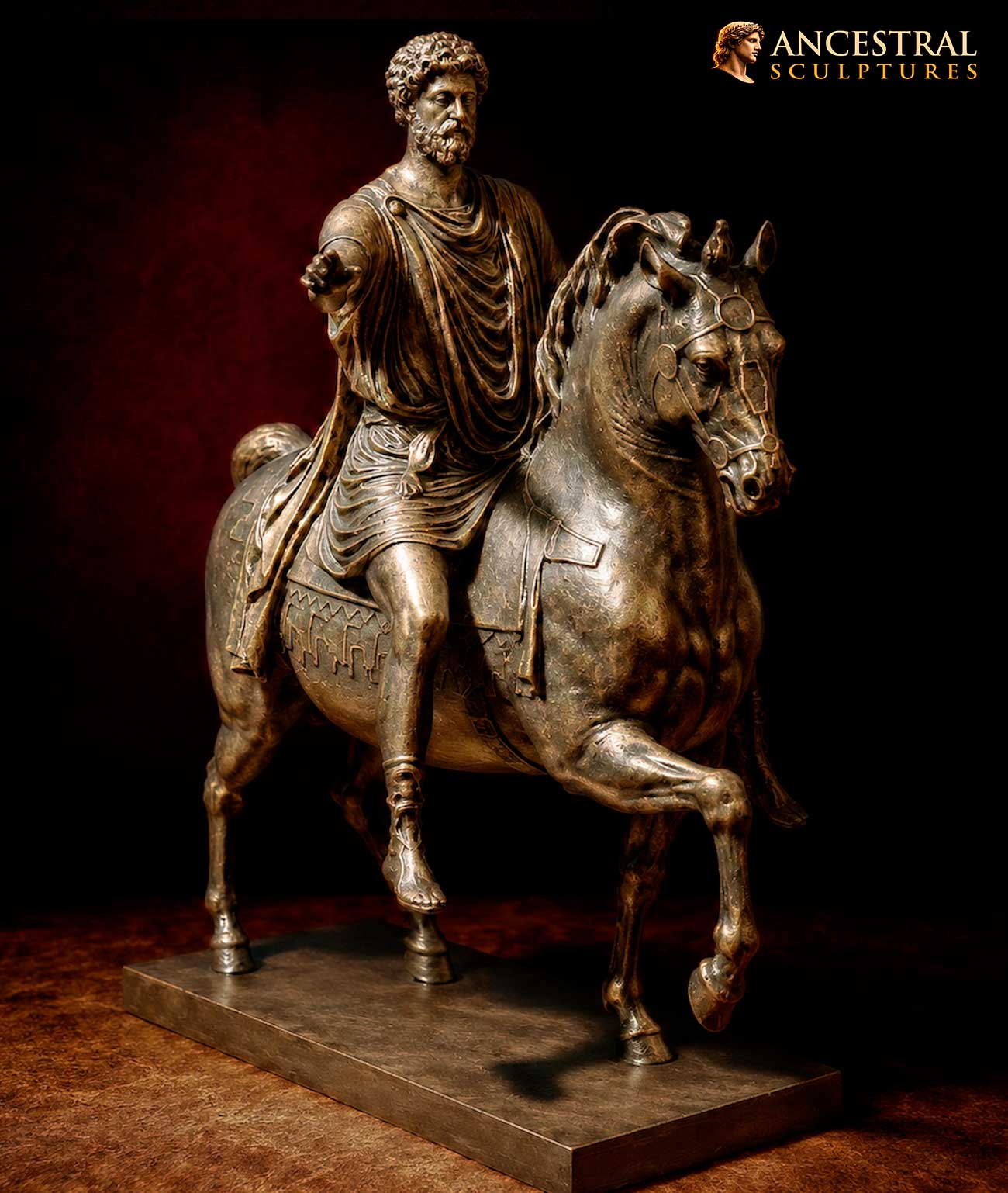 Marcus Aurelius Equestrian Statue Resin | Ancient Roman Sculpture | Classical Roman Art | Historical Decoration | Horse Statue Replica