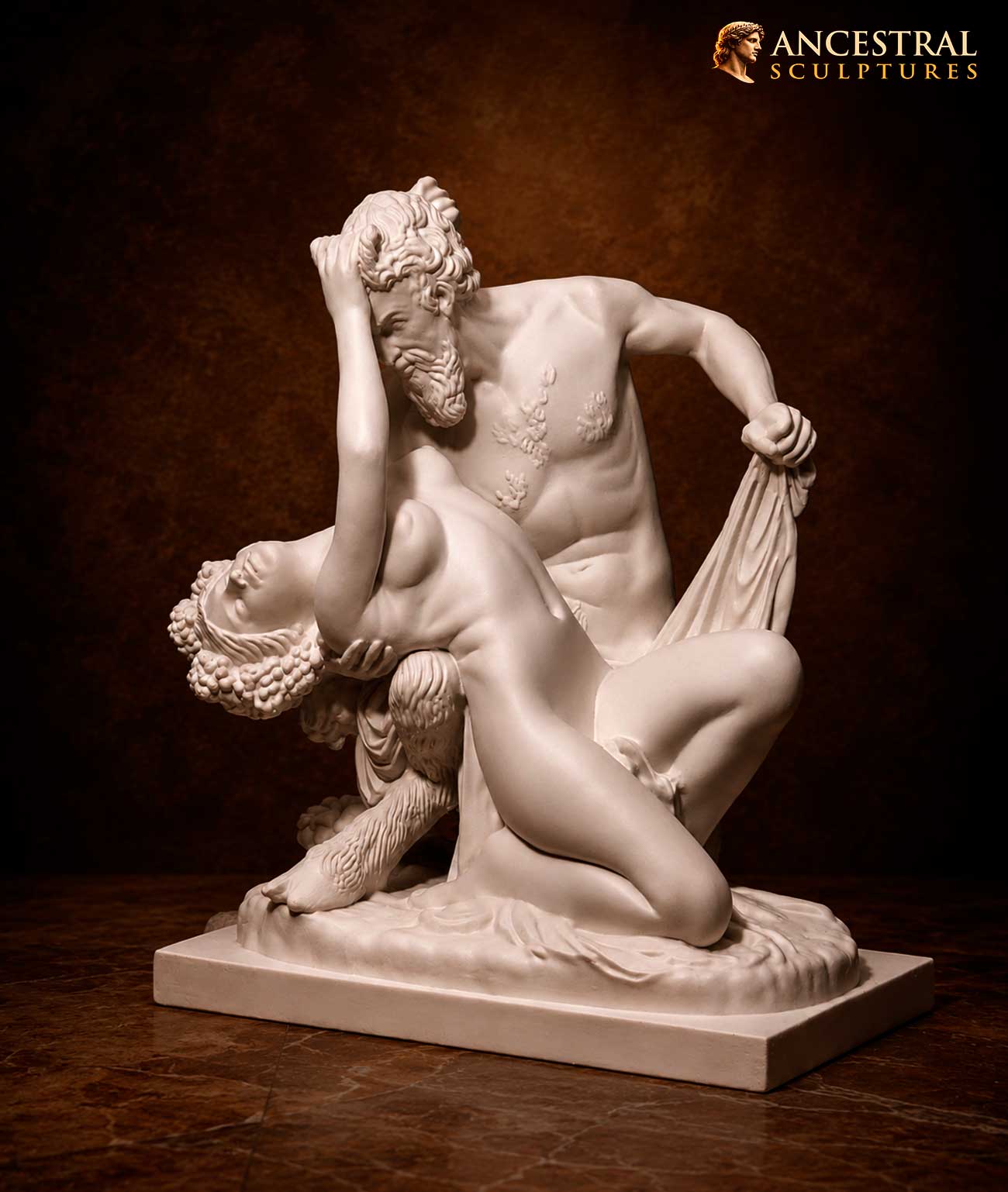 Satyr and Bacchante Sculpture by James Pradier | French Neoclassical Mythology Statue | Greek Mythological Art