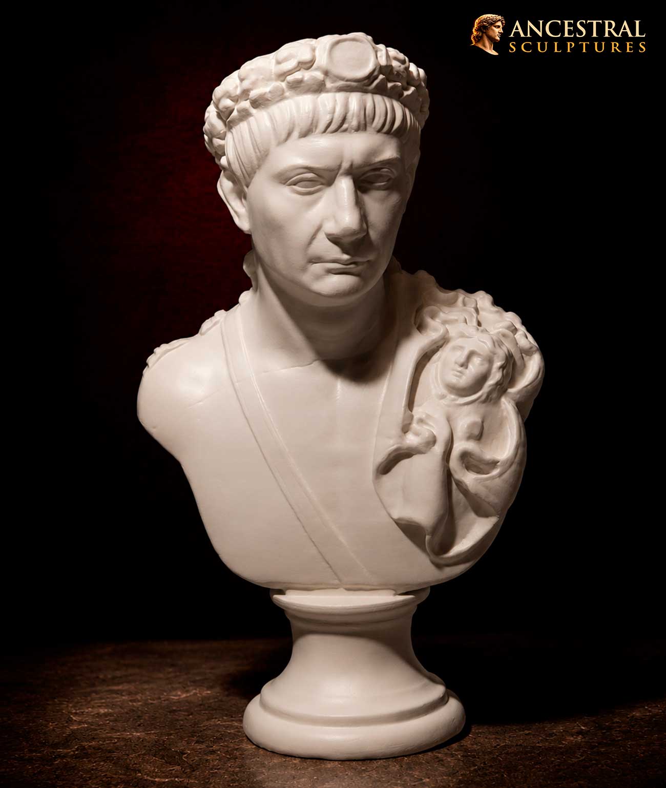 Trajan Bust | Roman Emperor Sculpture | Ancient Rome Portrait | Classical Historical Artwork