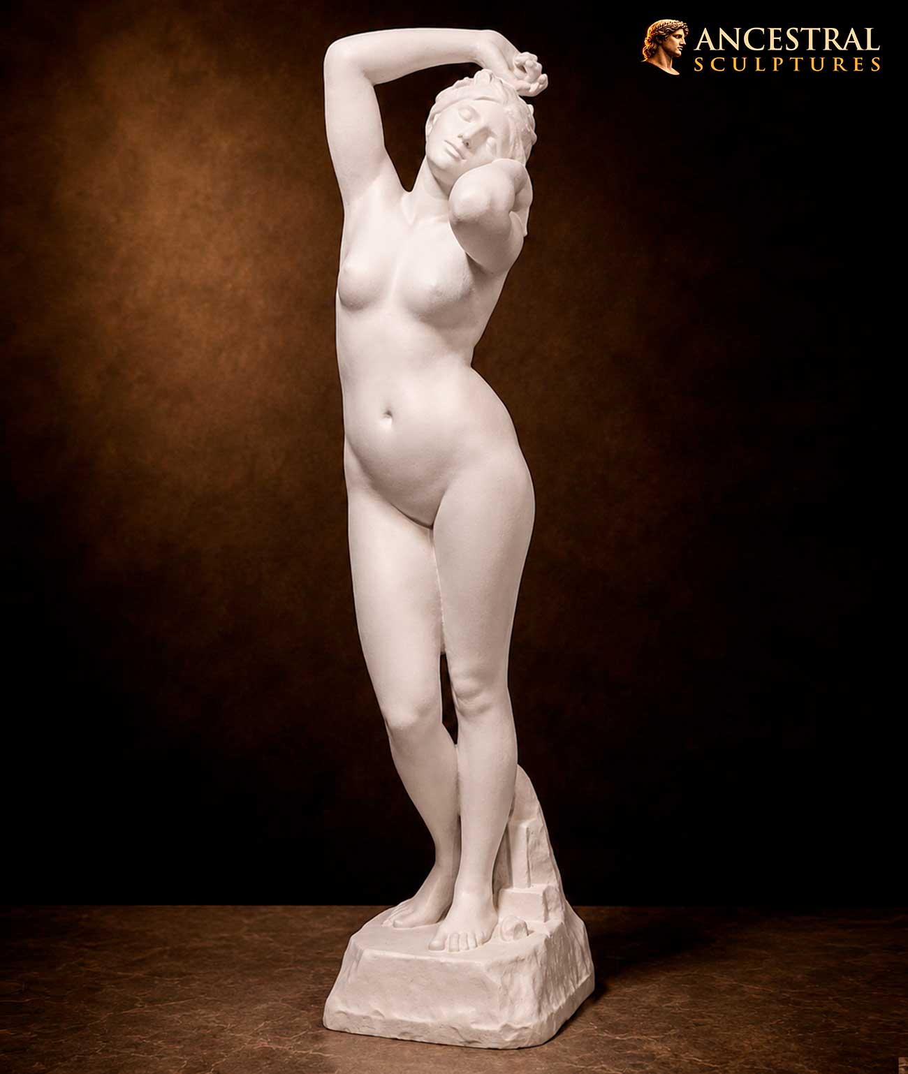 Le Réveil Galatea Sculpture – Laurent Marquest French Classical Female Statue – Museum Style Art Nouveau Decor