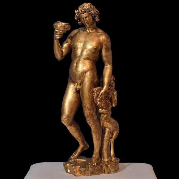 Michelangelo's Bacchus – Exact Replica, Old Gold Finish, High-Quality Resin Sculpture - Imagen 3