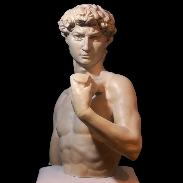 Michelangelo’s David bust half torso | Classical Renaissance sculpture in resin old marble finish | Handmade decorative art statue - Image 2