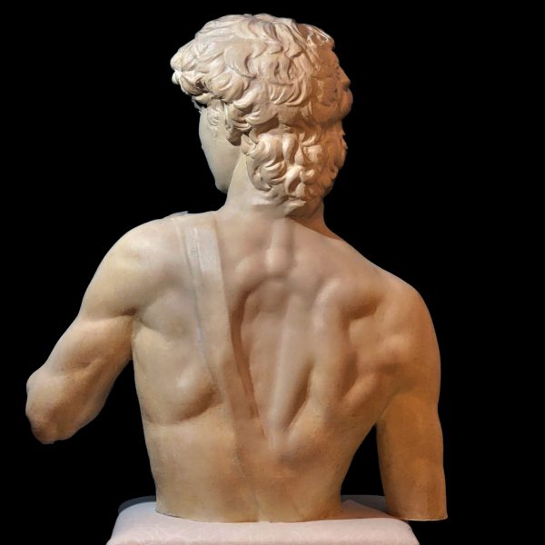 Michelangelo’s David bust half torso | Classical Renaissance sculpture in resin old marble finish | Handmade decorative art statue - Image 3
