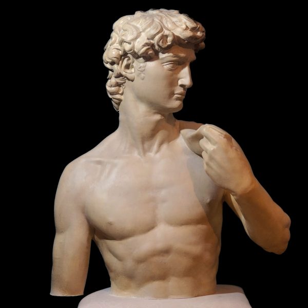 Michelangelo’s David bust half torso | Classical Renaissance sculpture in resin old marble finish | Handmade decorative art statue - Image 4