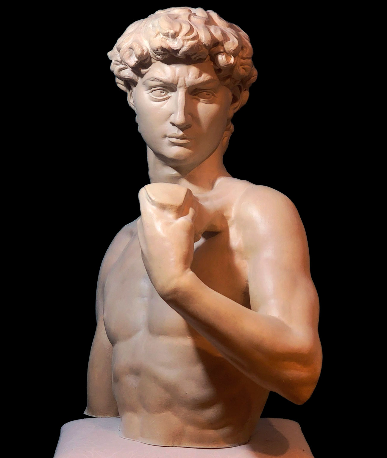 Michelangelo’s David bust half torso | Classical Renaissance sculpture in resin old marble finish | Handmade decorative art statue