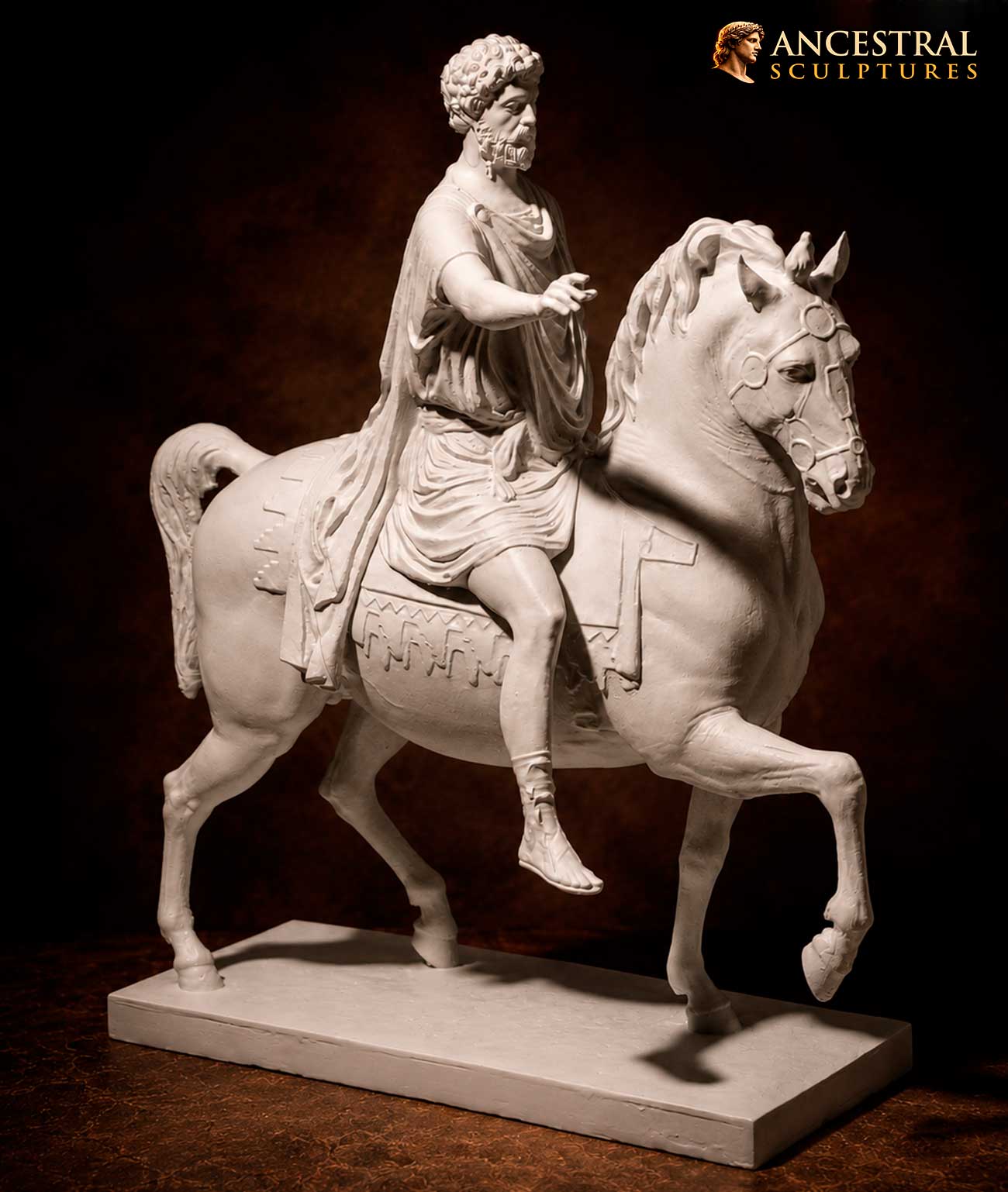 Marcus Aurelius Equestrian Statue .Matte white finish | Ancient Roman Sculpture | Classical Roman Art | Historical Horse Statue Replica