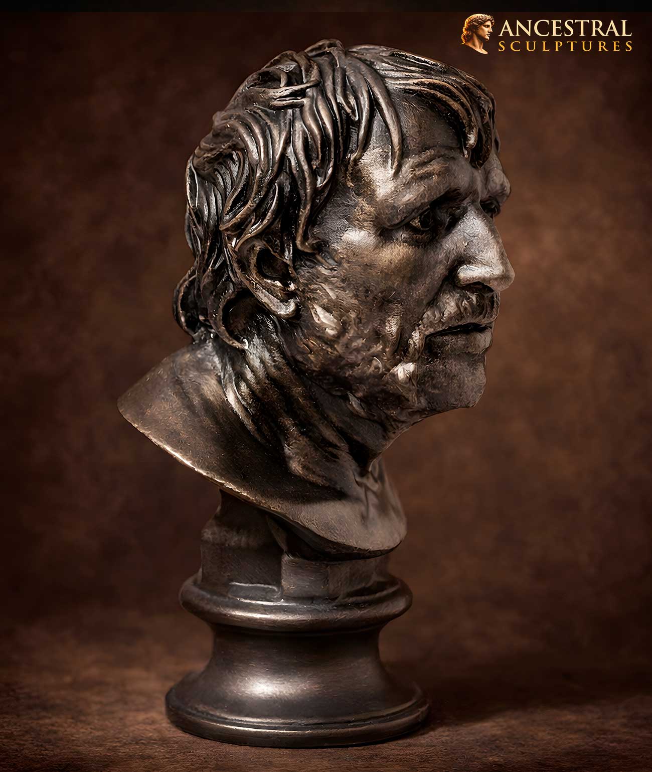 Pseudo-Seneca Bust | Hesiod Portrait 45 cm | Exact Replica in High-Quality Resin with Bronze Finish