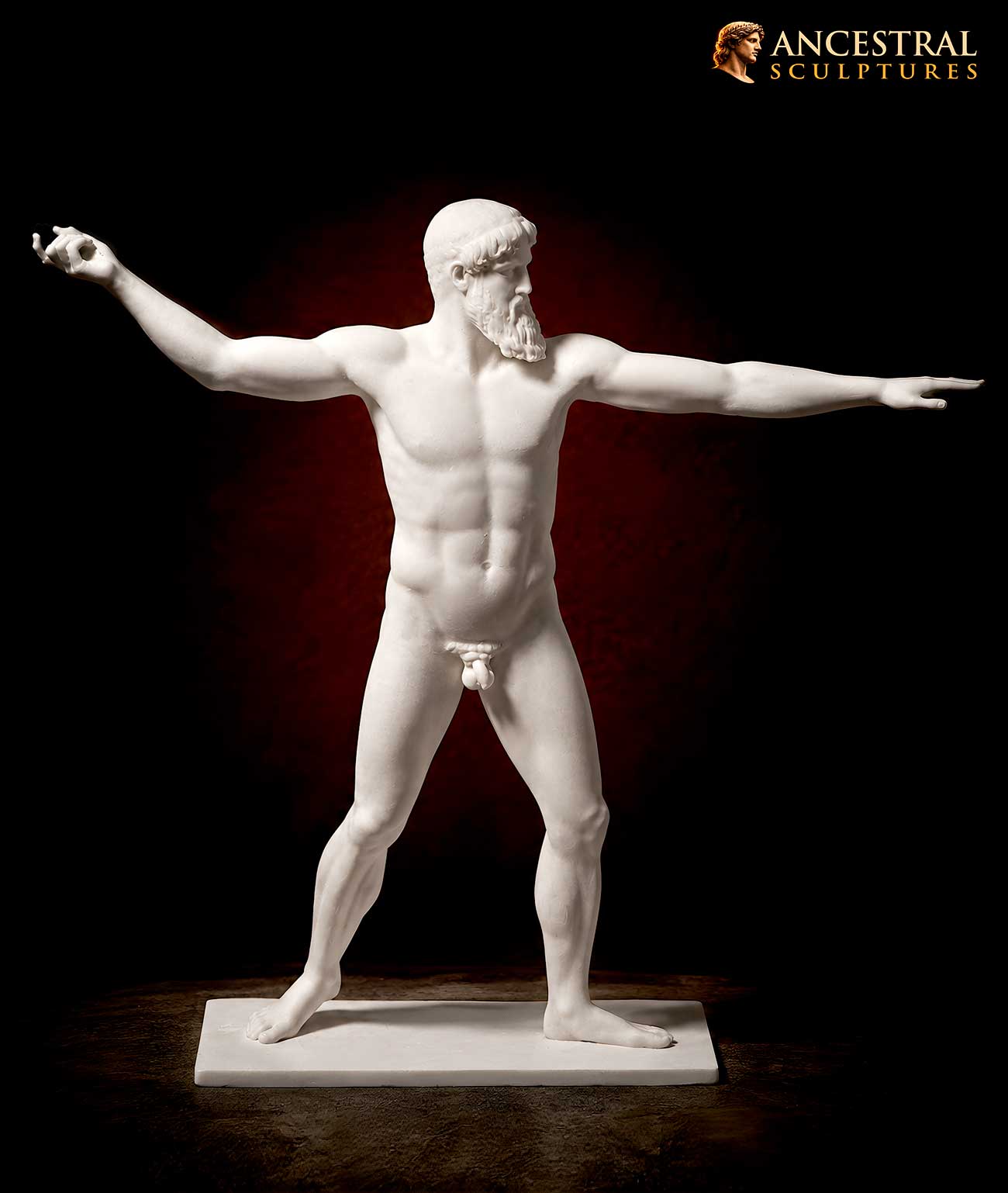 Zeus Poseidon Artemision Statue | Greek Classical Sculpture in White Resin Finish | Handmade Mythological Art Replica