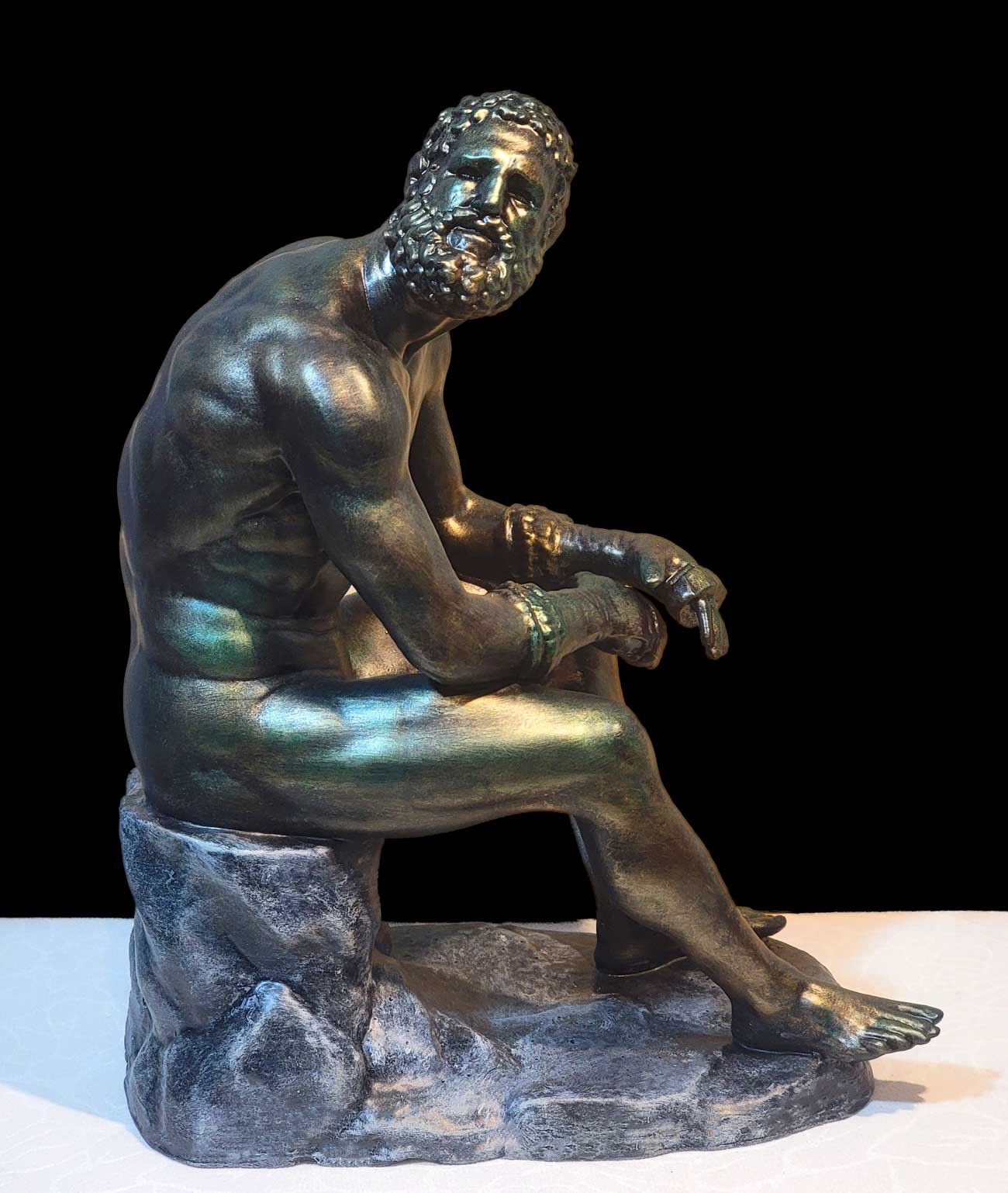 Boxer at Rest – Hellenistic Greek Sculpture | Replica of the Pugilist of the Quirinal in high-density resin with aged bronze finish