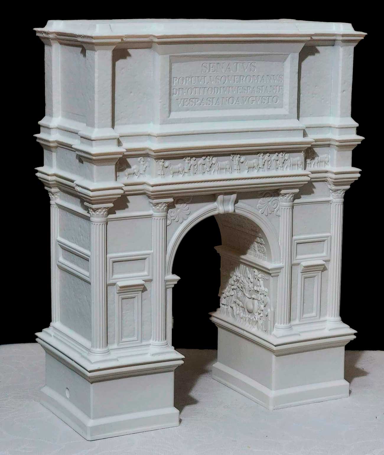 Arch of Titus Replica – Roman Triumphal Arch – Ancient Rome Architectural Model – Resin - Miniature Classical Sculpture – Malt white finish
