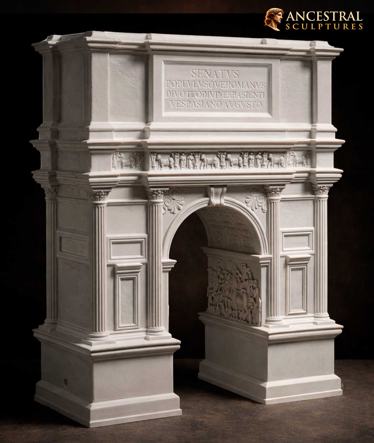 Arch of Titus Replica – Roman Triumphal Arch – Ancient Rome Architectural Model – Resin - Miniature Classical Sculpture – Malt white finish