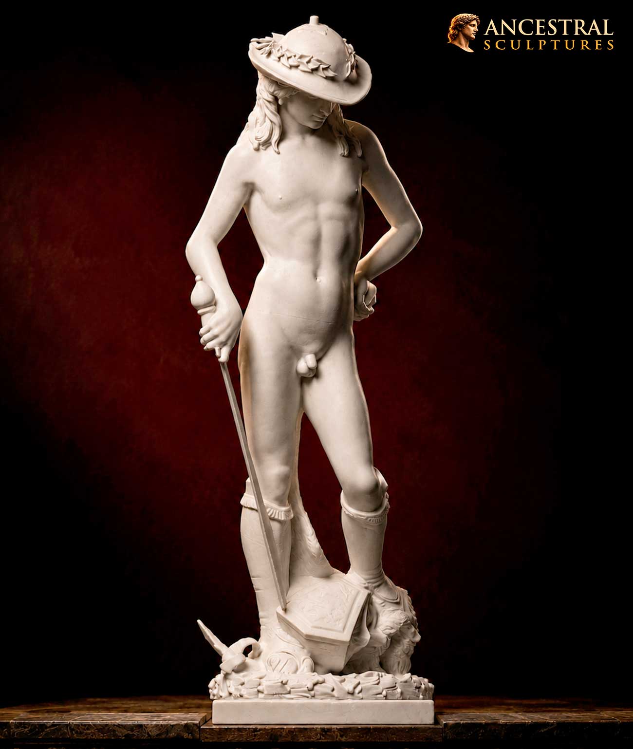 David by Donatello Statue – Italian Renaissance Bronze Masterpiece | Famous Biblical Hero Sculpture | Exact Replica High Quality Resin