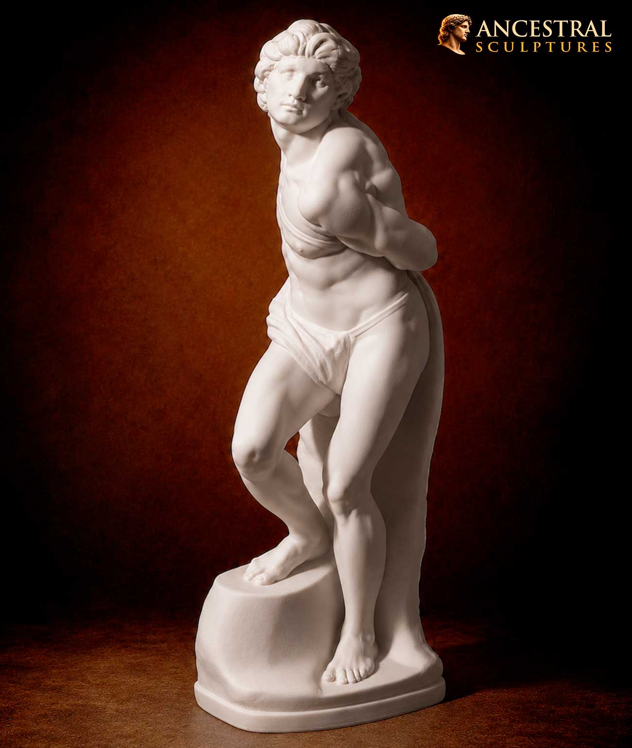 Rebellious Slave Sculpture – Michelangelo Renaissance Masterpiece, Historical Representation, Louvre Museum Artwork